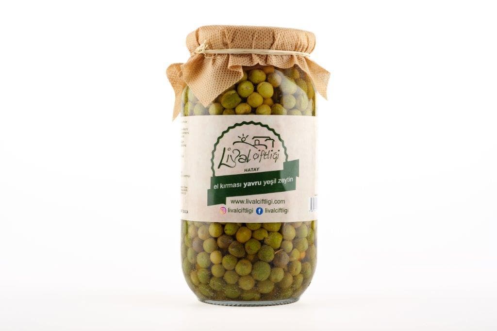 El kırması YAVRU halhali yeşil zeytin net 600 gr cam kavanoz