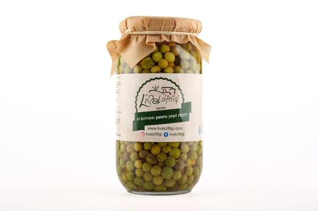 El kırması YAVRU halhali yeşil zeytin net 600 gr cam kavanoz