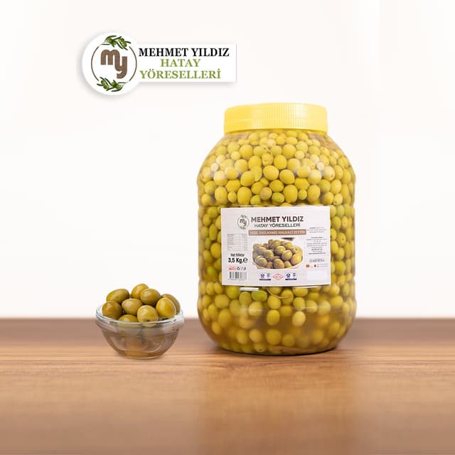 YEŞİL HALHALI KIRMA ZEYTİN PET BİDONDA 3,5 KG