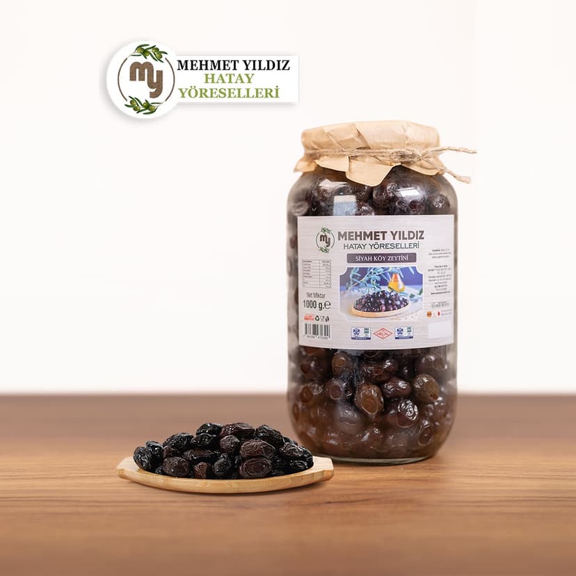 SİYAH KÖY ZEYTİNİ 1 KG CAM resmi