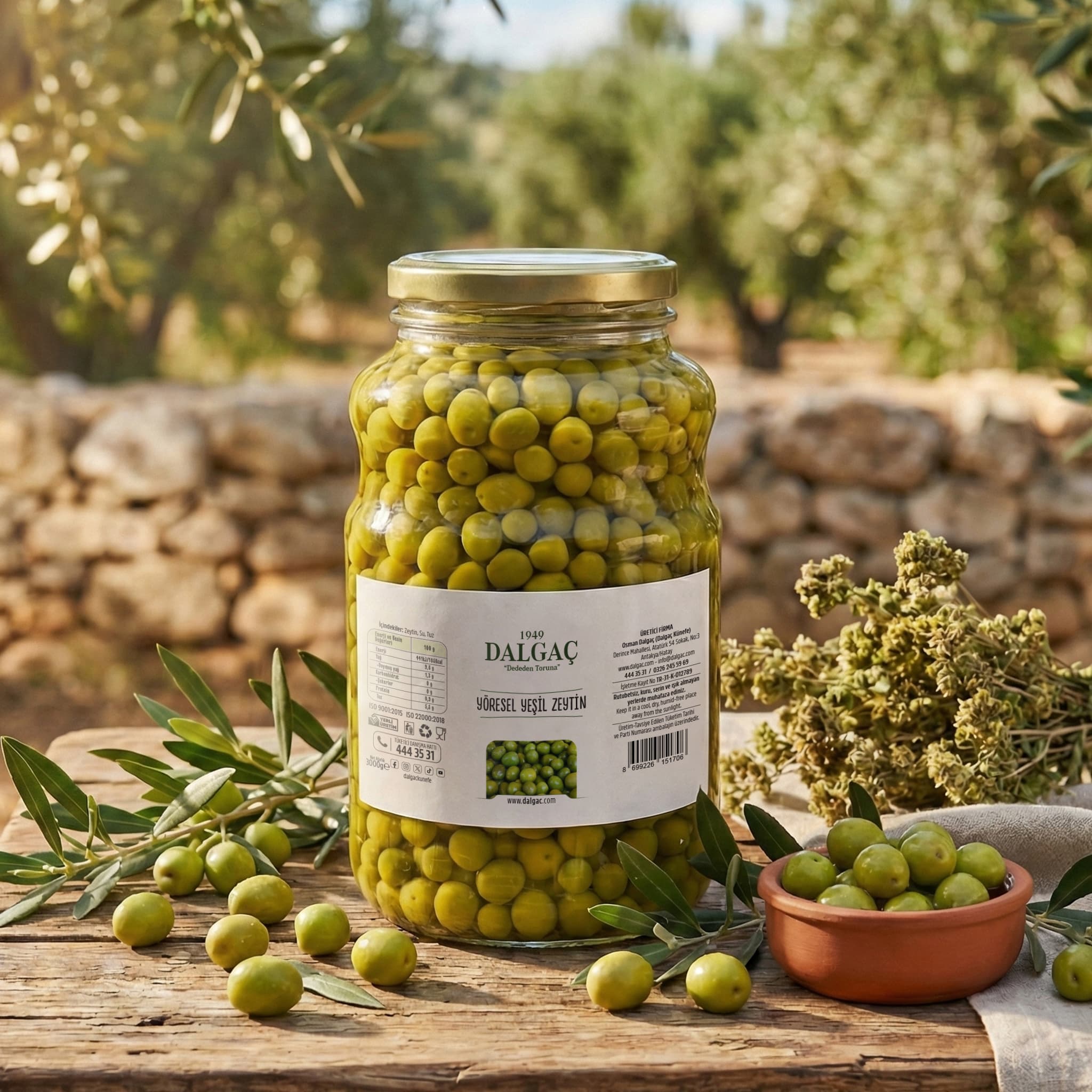 Yöresel Yeşil Zeytin 1500 Gr